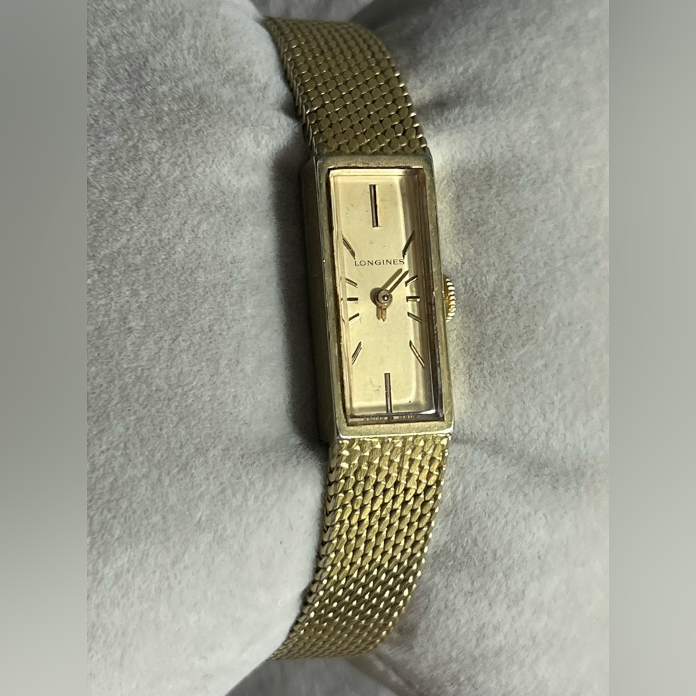 Longines mechanical ladies watch Classic Rectangular Gold Tone.